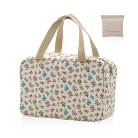 1 Floral Storage Bag and 1 Mini Storage Bag, Waterproof Toiletry Bag, Travel Storage Bag, Large-Capacity Cosmetics Bag