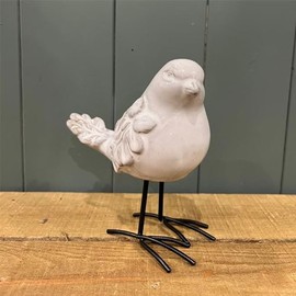 Fyne-Finds Ceramic Large Bird Glazed White Ornament Home Office Shelf Sitter Antique Decor Figurine Novelty Glossy Sculpture
