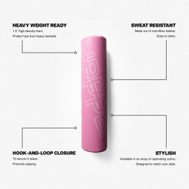 UPPPER Barbell Pad for Hip Thrusts and Glute Bridges - 1.5” Thick Foam for Comfort and Support, Secure Hook-and-Loop Strap - Fits Olympic & Standard Bars | Premium Fitness Gear (Pink)