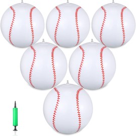 Zhanmai 6 Pack Inflatable Baseball 16 Inch Blow up Beach Ball Large Sport Pool Ball with Pump for Adults Teens Gift Summer Outdoor Party Decorations
