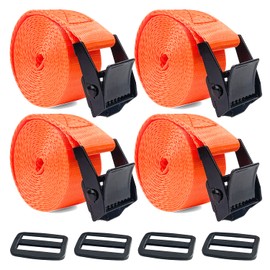 Socpuro Cargo Tightening Belt, 6.6 ft (2 m), Cam Buckle, Set of 4, Easy Operation, Load Capacity 440.1 lbs (200 kg), Locking Function, Luggage Fastening, Fastening, Packaging, Zipping Band,