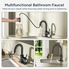 FORIOUS Matte Black Bathroom Faucet with Pull Down Sprayer, Single