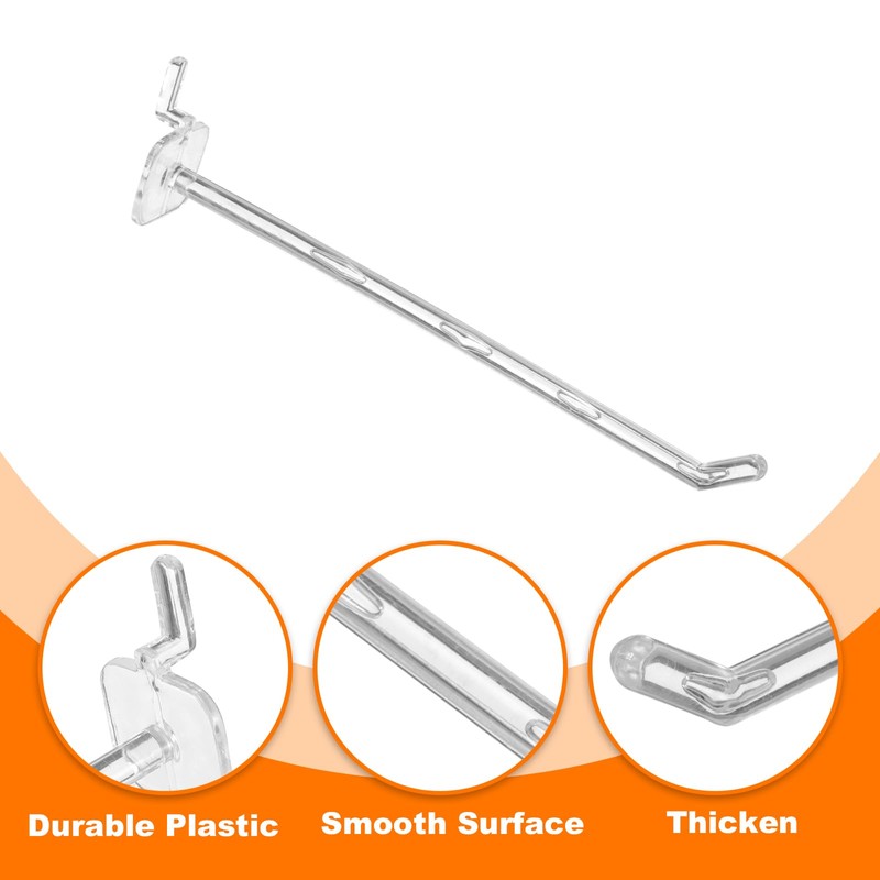 sourcing map 20pcs Clear Pegboard Hooks 6" Length Plastic Peg