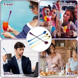 Long Spoon for Stirring, Ice Cream, Coffee, Cocktail, Stainless Steel Long Handle Iced Tea Spoons Set of 4, 7.87 Inch/20 CM