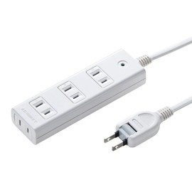 Sanwa Supply TAP-SP2114MG-2WN Power Tap, 4 Outlets, 6.6 ft (2 m), Lightning Guard, Dust Prevention Shutter, Magnetic Back, Swing Plug for Easy Wiring, White