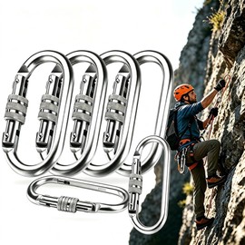 AdooAdii Set 6 Mosquetones Clips de Mosquetón de 22 KN con Bloqueo de Tornillo Mosquetón de Escalada con Seguro Acero Aleado Mosquetón para Camping Senderismo Hamacas Llaveros Mochilas Forma de O