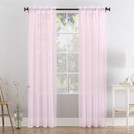 Megachest a pair of slot top voile curtains (Blush, 56" wideX90 drop 2 Panels)