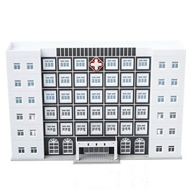 EatingBiting 1/150 N Scale Hospital Buildings Model Office Skyscraper Assembled Scene Parts 6-Story White Building Sand Table Models