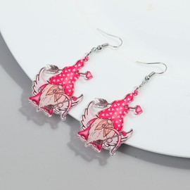 4 Pairs Gnome Earrings for Women Love Heart Flamingo Valentine's Day Earrings Gnome Jewelry Gift Women's Drop and Dangle Earrings for Holiday Wedding-Set A