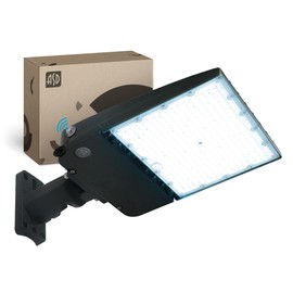 ASD LED Parking Lot Light Fixture with Arm Bracket, Dusk to Dawn Outdoor Lamp | Dimmable, Photocell, IP66 Waterproof, DLC, UL Listed | 200W 30000LM 5000K 100-277V | Shoebox Area Lighting | Bronze