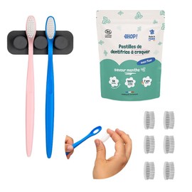 Set – Zahnbürste mit wiederaufladbarem Kopf – aus französischer Produktion (Bürsten-Set, 2 Erwachsene)