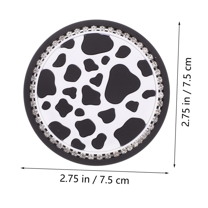 Ciieeo 2pcs Non Slip Car Cup Coasters Cow Print Mats