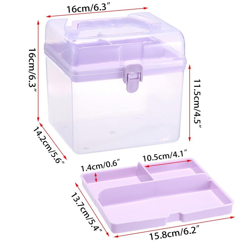 BTSKY Multipurpose Plastic Craft Storage Containers with Removable Tray, Clear