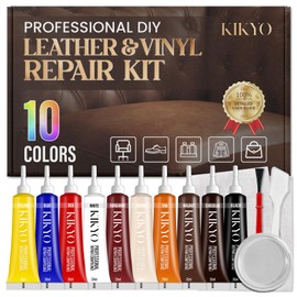KIKYO Vinyl Repair Kit, Leather Repair Kit for Furniture, Sofa, Couch, Car Seat, Purse, Super Easy to Match Any Color, Fix Scratches, Tears, Holes on PU, Genuine & Pleather