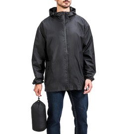 AMKsedom Men's Packable Rain Jacket Waterproof Outdoor Classic Lightweight Raincoat Hooded Windbreaker