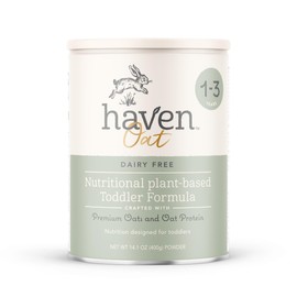 Haven Oat Toddler Formula, Plant Based Dairy Free Oat and Oat Protein Powder for Toddlers With Probiotics, Prebiotics, Lutein and Omega 3 Dha, Easy Digestion Formula, Non GMO, American Made, 14.1 Oz