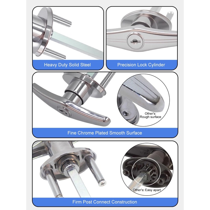 Garage Door Lock T-Handle Locks Latch Replacement Parts with 4