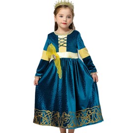 Disfraz de princesa Mérida valiente para niños, disfraz de fiesta de cumpleaños, carnaval, disfraz clásico, Verde, 8 Años