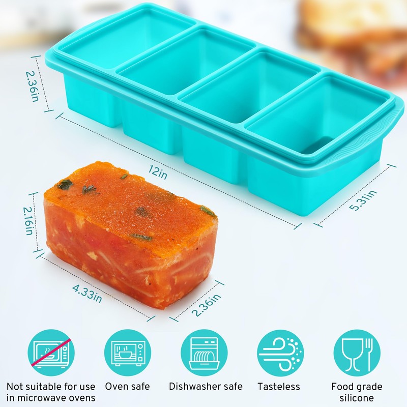 Silicone Freezer Tray with Lid - 1 Cup Silicone Food