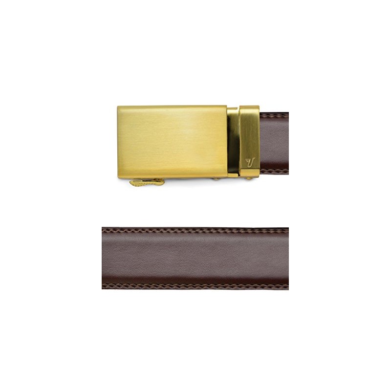 Mission Belt Men's Ratchet Belt - Lux - Gold Buckle/Brown