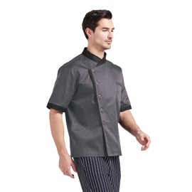 Nanxson Unisex Chef Jacket Men's Chef Coat Restaurant Kitchen Chef Uniform CFM0016 ShortGrey XL