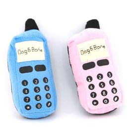 Yabber Two Squeaky Dog Toys: Cellphone Dog Toys in Blue and Pink Plush Dog Toys That Squeak