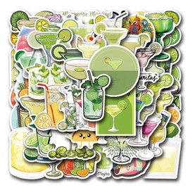 50Pcs Aesthetic Margarita Stickers Pack Cool Margarita Stickers for Water Bottle Funny Waterproof Stickers for Teens Adults Vinyl Stickers for Laptop Skateboard Party Supplies (Black)
