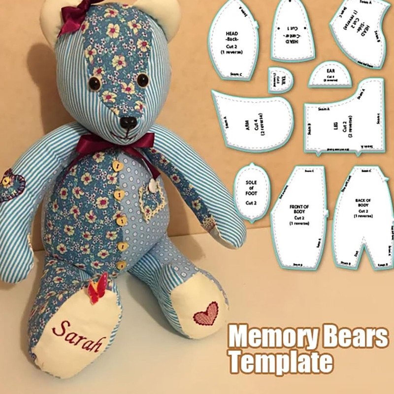30 Pieces Memory Bear Sewing Pattern Template, Memory Bear Acrylic