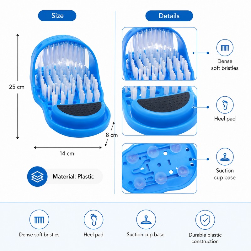 Shower Foot Scrubber for Easy Cleaning – Suction-Cup Foot Brush