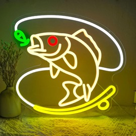 Fishing Neon Sign Dimmable Fish LED Neon Lights for Wall Decor