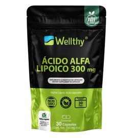 Wellthy Ácido Alfa Lipoico 300mg 30 CÁPSULAS. Solo una Cápsula al día. Reforzado con Cúrcuma, NON GMO, Vegan Friendly, VCaps Tecnología Cápsulas Veganas, Bottle Free