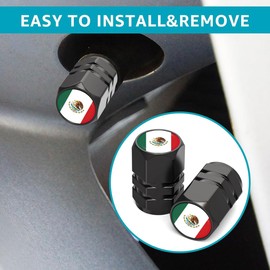 4 Pcs Mexico Flag Tire Valve Stem Caps Universal Metal Air Stem Cover Accessories for Cars, SUV, Truck, Motorcycles,Bicycles