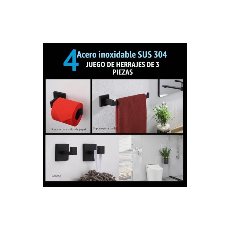 KOKOSIRI Juego de Accesorios de baño 4 Piezas Soporte para