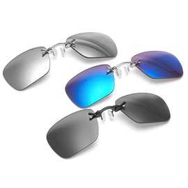 3 Pack Retro Clip On Nose Rectangular Sunglasses Matrix Morpheus Movie rimless (3 Pack, 3 Color)