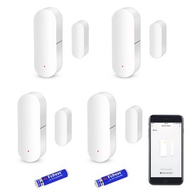 WiFi Door Sensor, Smart Window Contact Sensor for Home Security, Wireless Window Door Sensor Alarm Compatible with Alexa and Google Assistant 4 Pack