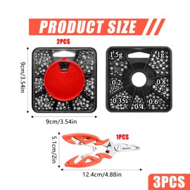 Satiskid 358PCS Split Shot Fishing Weights Set with Pliers, 7-Size Soft Metal Sinkers with Tackle Box for Carp & Coarse Angling, Durable All-Environment Fishing Weights (2-Pack)
