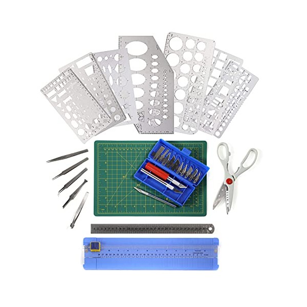 Stationery Scrapbooking Supplies Crafts Kit with Paper Cutter Tweezers Scissors