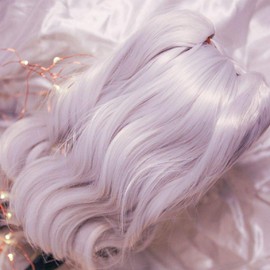 YR EARTH Doll Heat Resistant Wig 8-9 Inch Wigs Cute Curly Hair Arranged Hair 1/3 BJD SD DD MDD S199 (White)