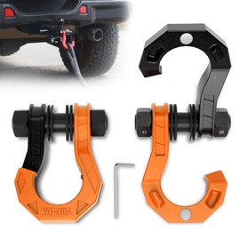 AMBULL 3/4" D Ring Separate Shackles, 52,910lbs Break Strength Easy Open Towing Winch Shackles, Heavy Duty Shackles with 7/8" Screw Pin for Tow Strap Winch Off Road Vehicle Recovery (BlackOrange)