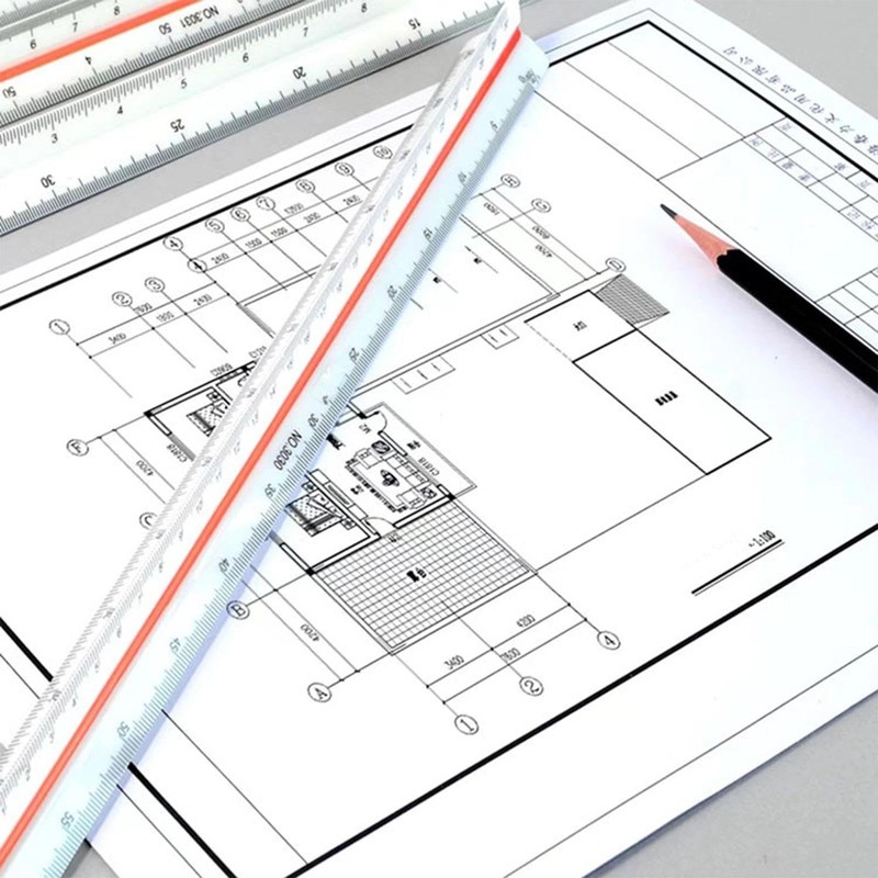 1 PCS Architectural Triangular Scale Ruler for Architects, Students, Draftsman