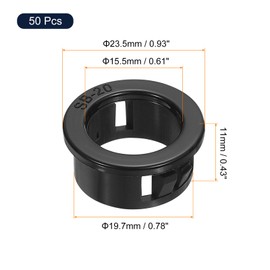 sourcing map 50Pcs 19.7mm(3/4") Cable Snap Bushing Grommet, Round Hose Cable Snap Bushing Hole Plugs Locking Protector for Cables and Wires, Black