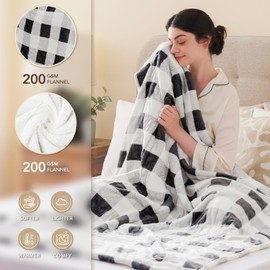 Homemate Electric Blanket Heated Throw - 50“x60“ Ultra Soft Cozy Flannel Heating Blanket with 10 Fast Heat Levels 8 Hours Auto Off Over-Heated Protection ETL Certification Keep Warm in Home Office