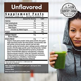 Country Farms Collagen + Greens Dietary Supplement, Energizing Superfoods, 10.6 oz., 30 Servings
