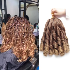 French Curly Braiding Hair Loose Wavy Hair for Braids Bouncy Braiding Extensions Synthetic French Curl Crochet Braids for Black Women 12 Inch