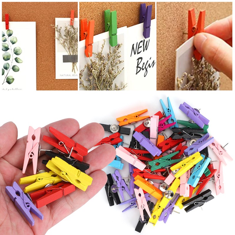 100pcs Push Pins Clips Small Mini Colorful Picture Photo Clips