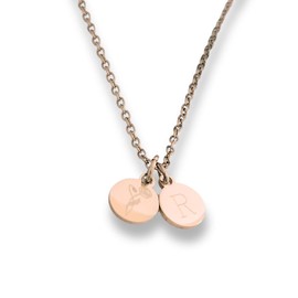 Buchstabenkette | personalisiertes Halskette mit Gravur | Personalisiertes Geschenk für die beste Freundin | Freundschaftskette (Rosé, 2 Plättchen)