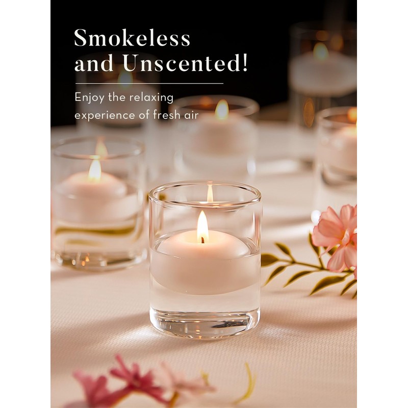 Ashlux White Floating Candles 3 inch, 24 Pack Floating Candles