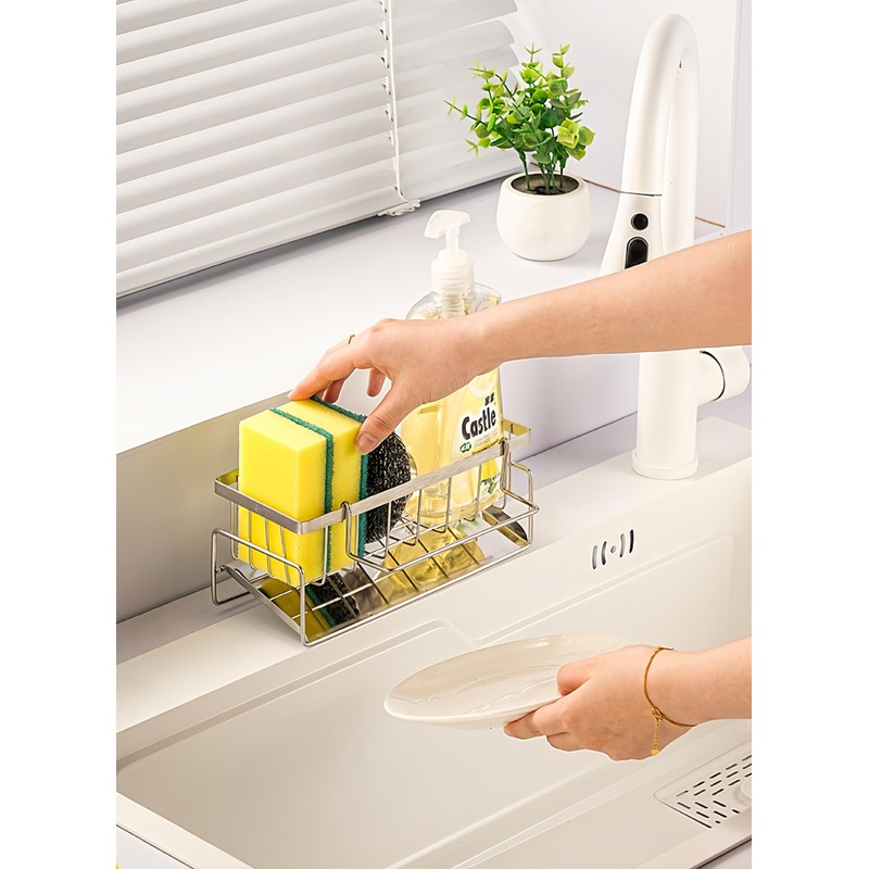 Uwenkjie kitchen sponge holder，Sink box, kitchen accessories - stainless steel