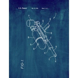 Double Tank Pinch Trigger Pump Water Gun Patent Print Midnight Blue (24" x 30") M10591