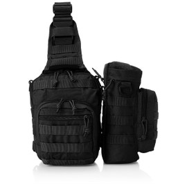 F Style One Shoulder Bag with Drink Pouch, Black